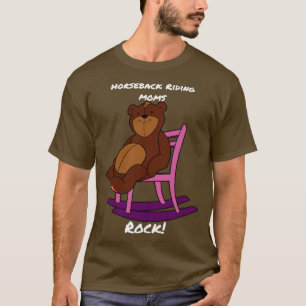 Horseback Riding Moms Rock Bear in Purple and Pink T-Shirt