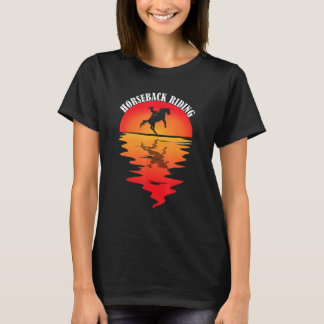 Horseback Riding Vintage Sunset Equestrian Riding T-Shirt