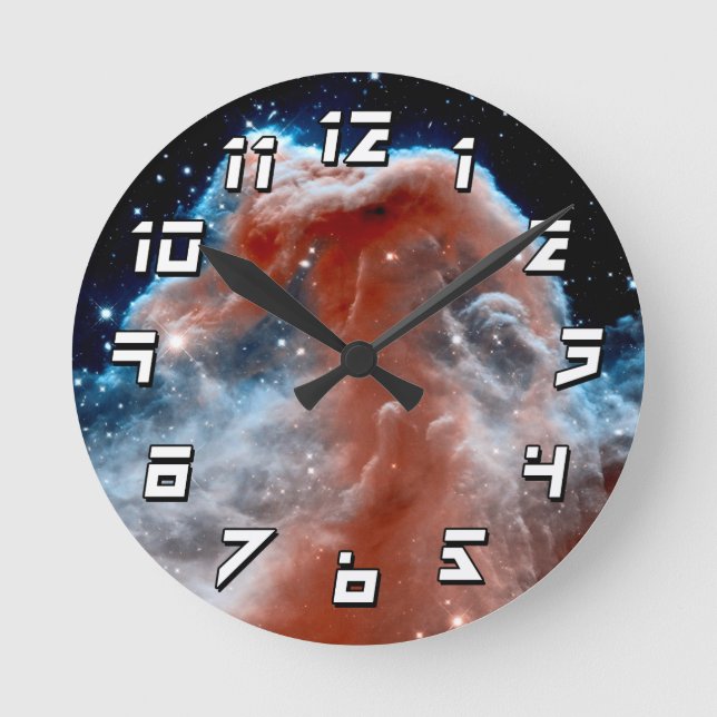 Horsehead Nebula Infrared - Hubble Space Photo Round Clock (Front)