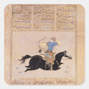 Horseman drawing his bow square sticker