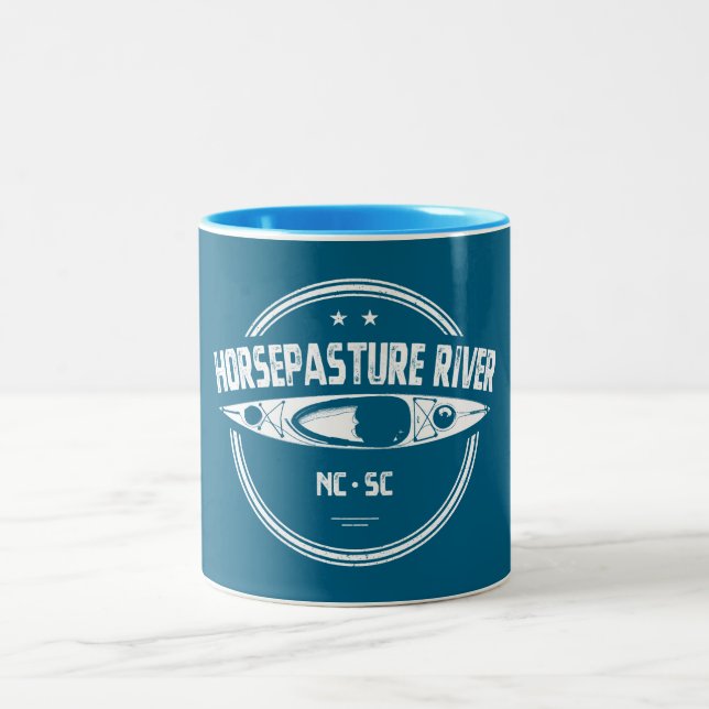 Horsepasture River North Carolina Kayaking Two-Tone Coffee Mug (Center)