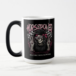 Horsepower Before Housework Cool Racing Skull Color Morph Mug
