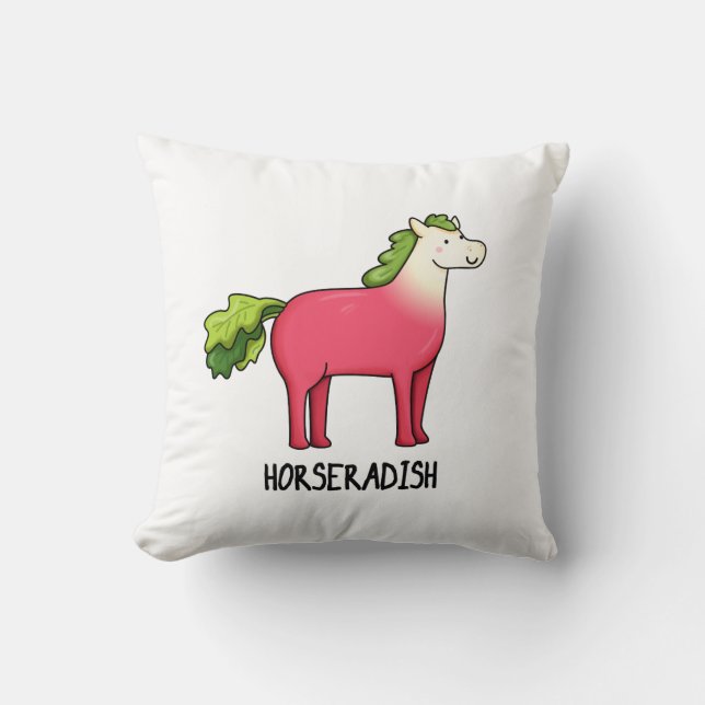 Horseradish Funny Horse Pun  Throw Pillow (Front)
