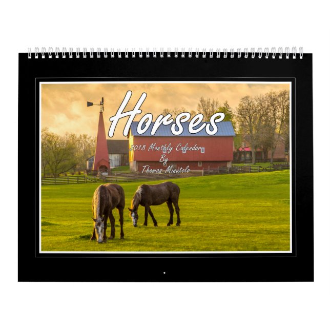 Horses 2018 Monthly Calendar By Tom Minutolo (Cover)