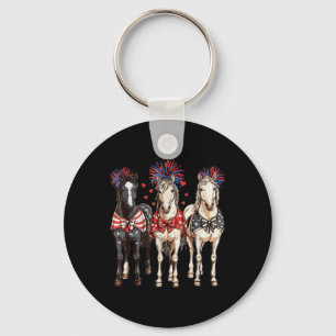 Horses 4th July Patriotic Horse American Flag Fire Keychain