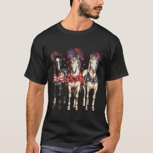 Horses 4th July Patriotic Horse American Flag Fire T-Shirt