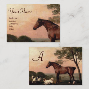 HORSES / A Bay Hunter With Two Spaniels Monogram Business Card