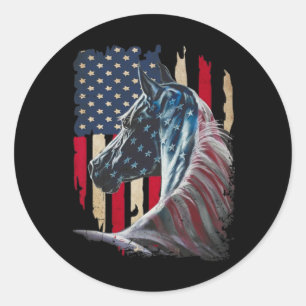 Horses America Flag 4th Of July Independence Day 1 Classic Round Sticker