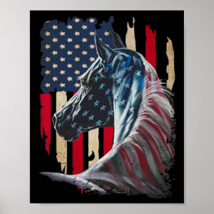 Horses America Flag 4th Of July Independence Day 1 Poster