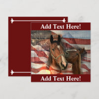 Horses American Flag Rustic Barn