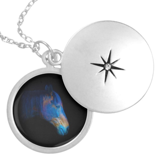 Horses - American Western Theme Locket Necklace (Front)