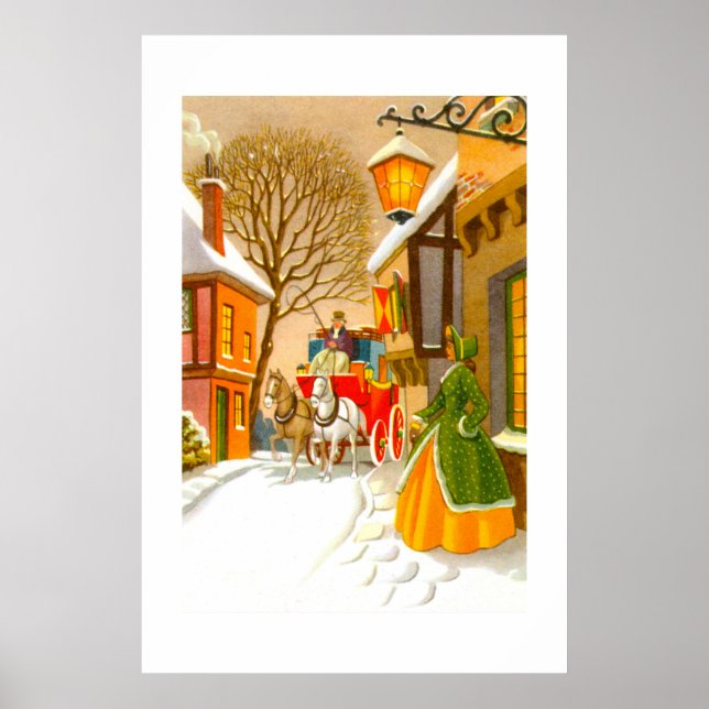 Horses and carriage in the snow poster (Front)