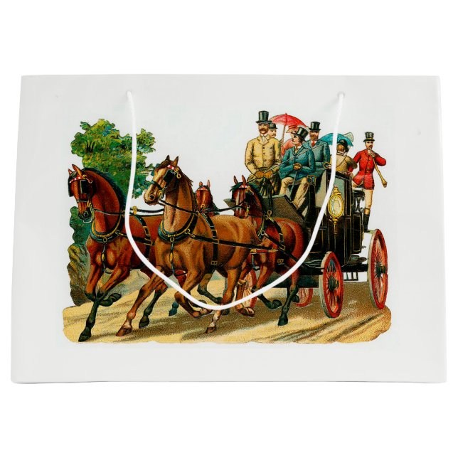 Horses and carriage large gift bag (Front)