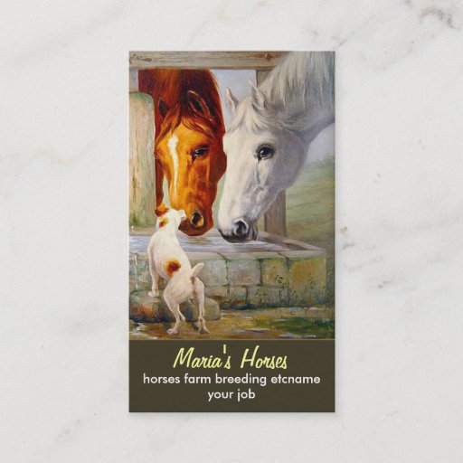 Customizable horses and dog business card