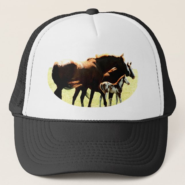 Horses and Foal Picture Trucker Hat (Front)