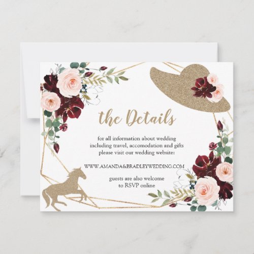 Horses and Hats Wedding details enclosure cards