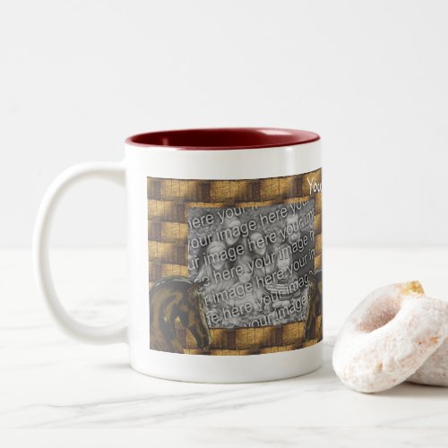 Horses And Hay Bales Personalized Photo  Two_Tone Coffee Mug