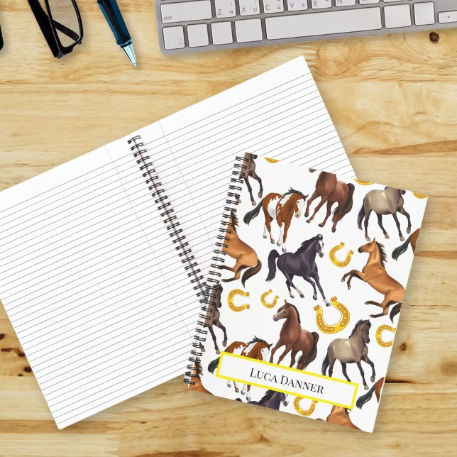 Horses and horse shoe collage pattern cowgirl notebook (Creator Uploaded)