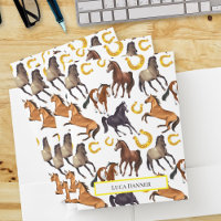 Horses and horse shoe collage pattern