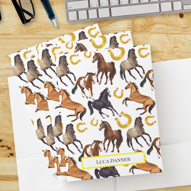 Horses and horse shoe collage pattern pocket folder (Creator Uploaded)
