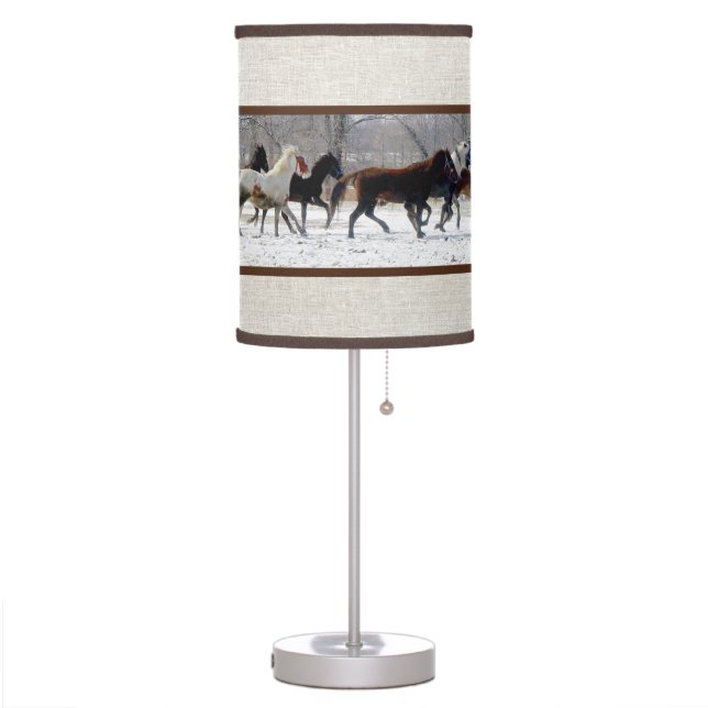 Horses and Linen Table Lamp (Left)