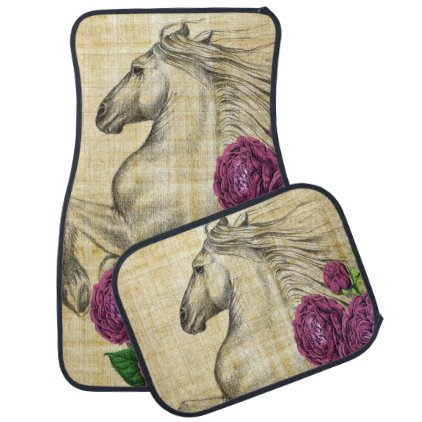 Horses And Roses Car Floor Mat