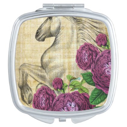 Horses And Roses Compact Mirror