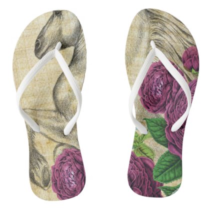 Horses And Roses Flip Flops