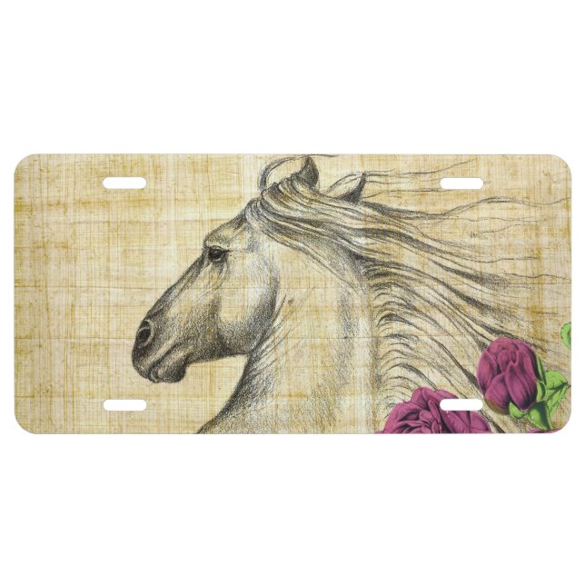 Horses And Roses License Plate (Front)