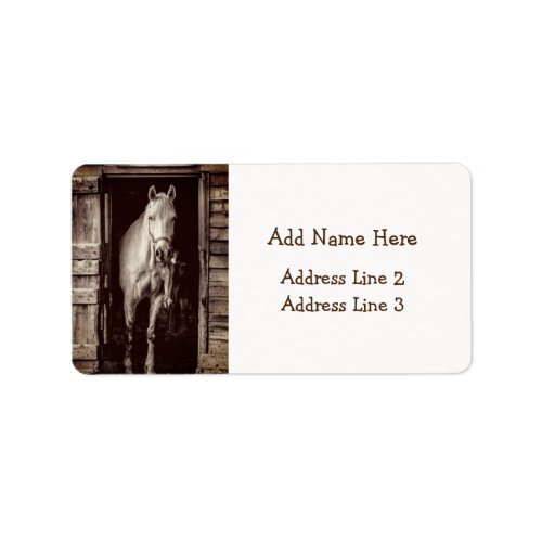 Horses and Rustic Brown Barn Address Labels