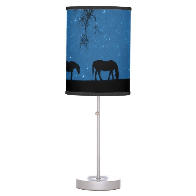 Horses and Star Studded Night Table Lamp (Front)