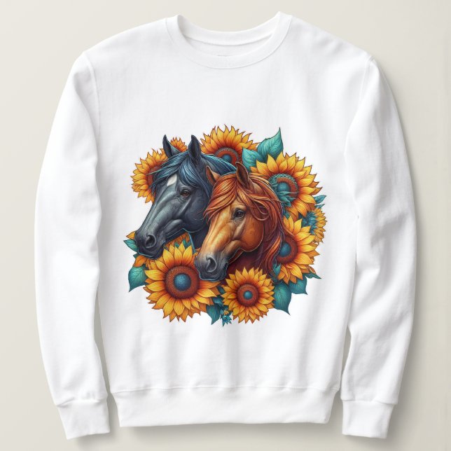 Horses and Sunflowers Sweatshirt (Design Front)