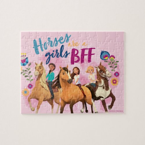 Horses Are A Girls BFF Friends Watercolor Art Jigsaw Puzzle