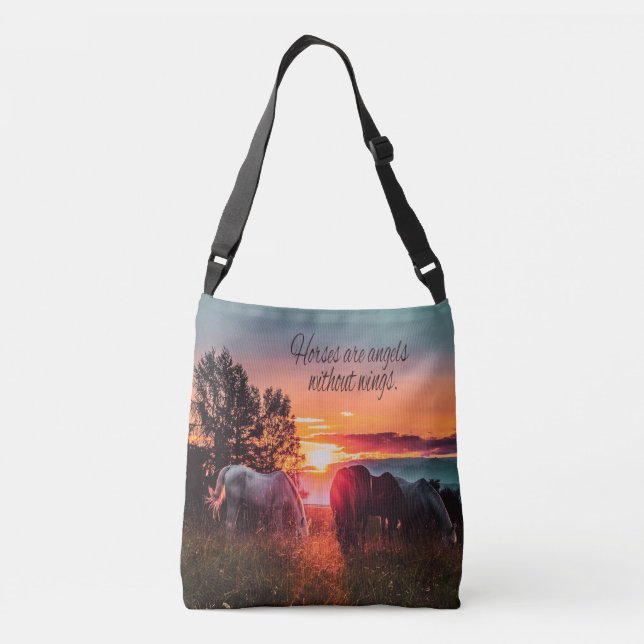 Horses are angels without wings crossbody bag (Back)