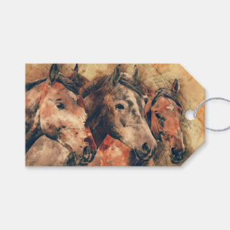Horses Artistic Watercolor Painting Decorative Gift Tags