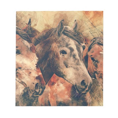 Horses Artistic Watercolor Painting Decorative Notepad
