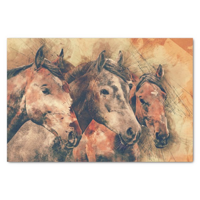 Horses Artistic Watercolor Painting Decorative Tissue Paper