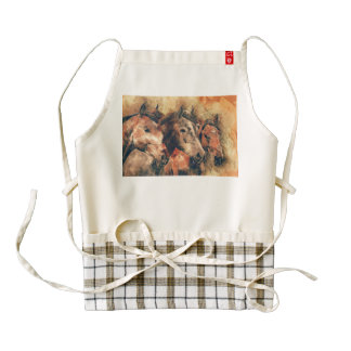Horses Artistic Watercolor Painting Decorative Zazzle HEART Apron