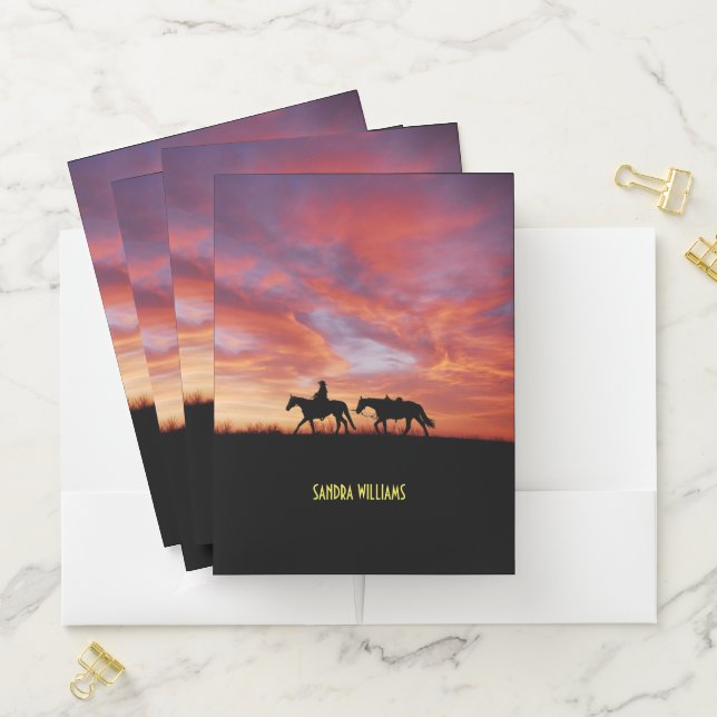 Horses at sunset personalised name  pocket folder (In Situ)