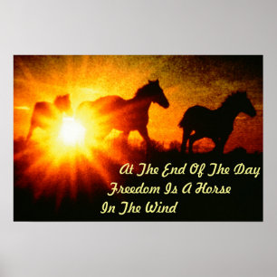Horses At Sunset Poster