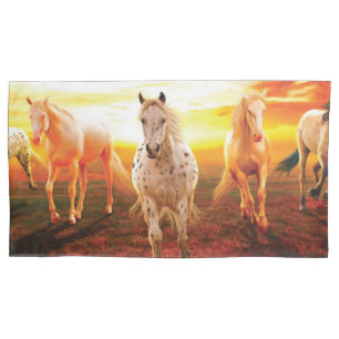 Horses at sunset throw pillow case