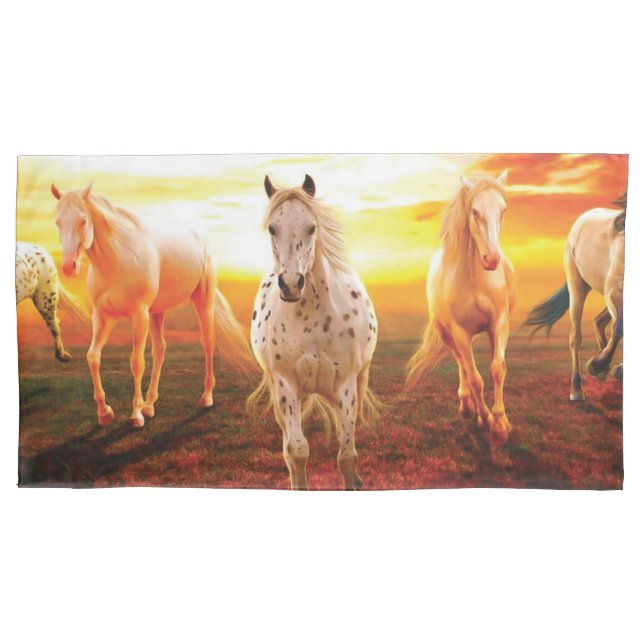 Horses at sunset throw pillow case (Front-Left)