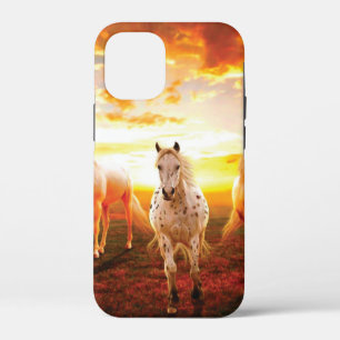 Horses at sunset throw pillow iPhone 12 mini case