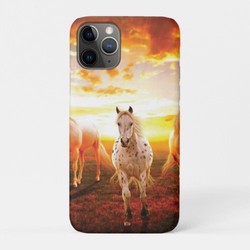 Horses at sunset throw pillow iPhone 11 pro case