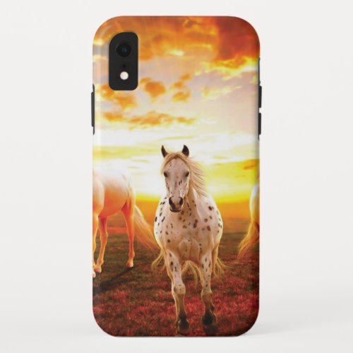 Horses at sunset throw pillow iPhone XR case