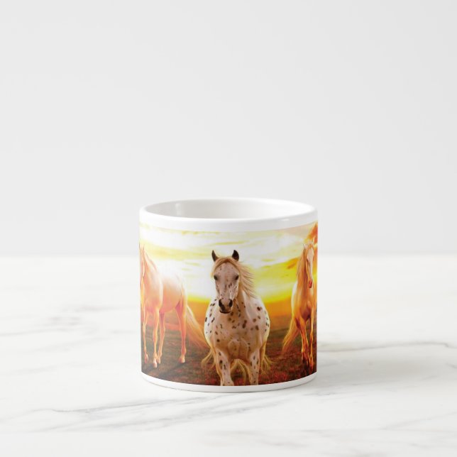 Horses at sunset throw pillow espresso cup (Front)