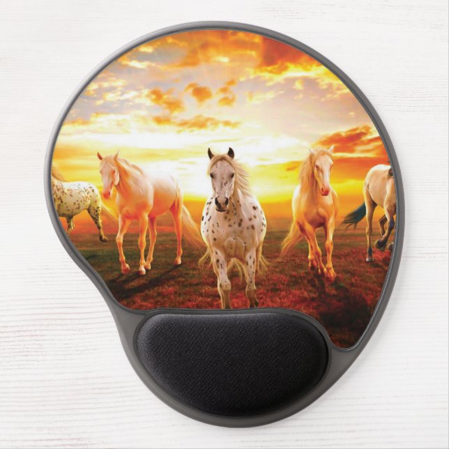 Horses at sunset throw pillow gel mouse pad (Front)