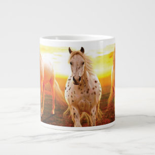 Horses at sunset throw pillow giant coffee mug