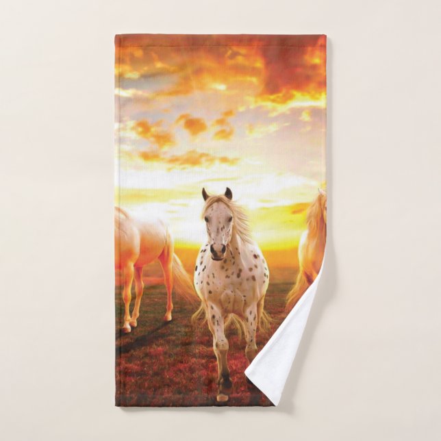Horses at sunset throw pillow hand towel  (Hand Towel)