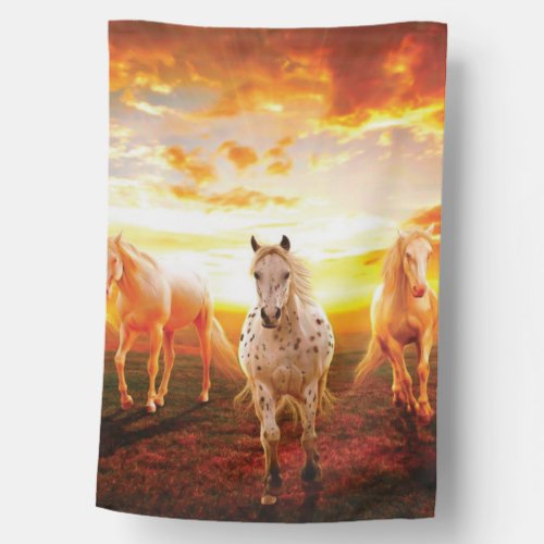 Horses at sunset throw pillow house flag